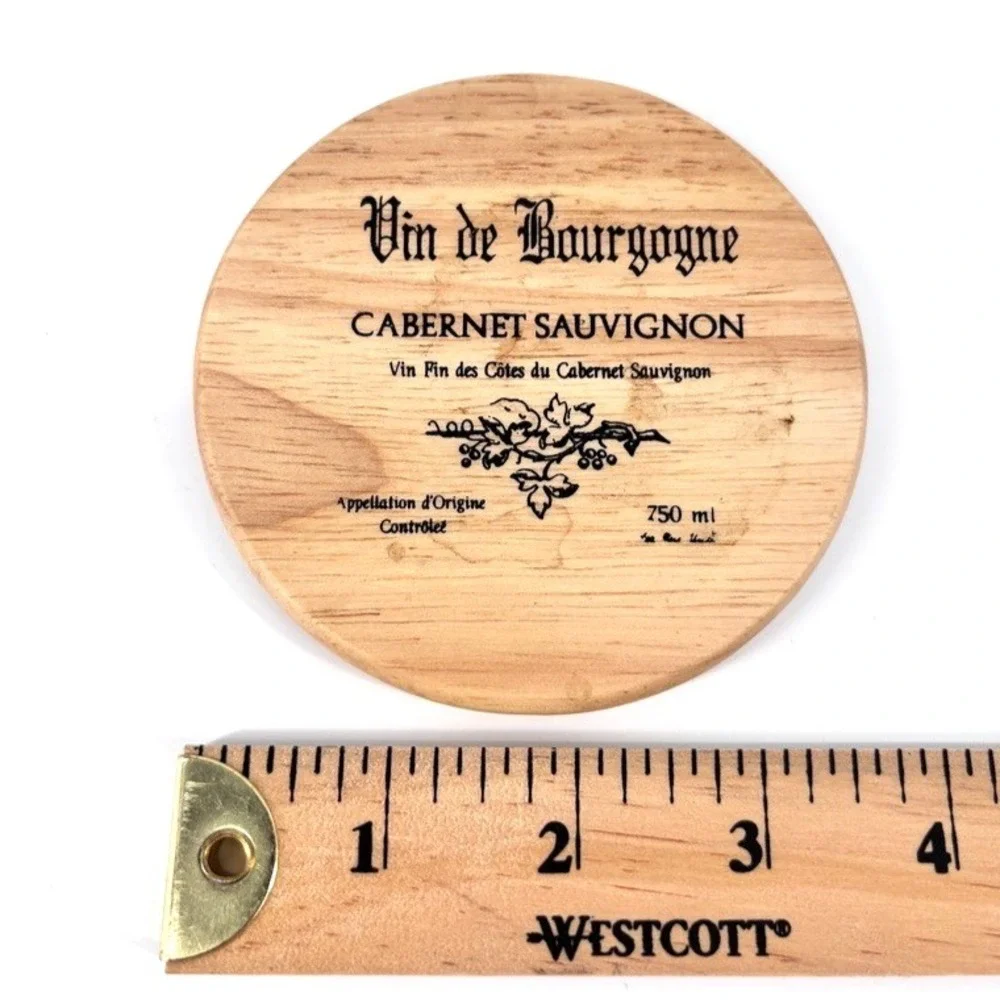 Wine Cask Wooden Coaster Set of 4 Cabernet Sauvignon w Barrel Holder
